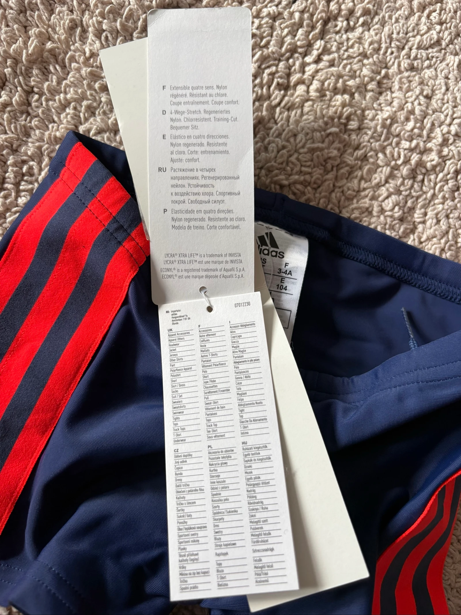 Biquíni adidas infantil 3-4 anos 104 cm azul vermelho novo com etiquetas – photo 5
